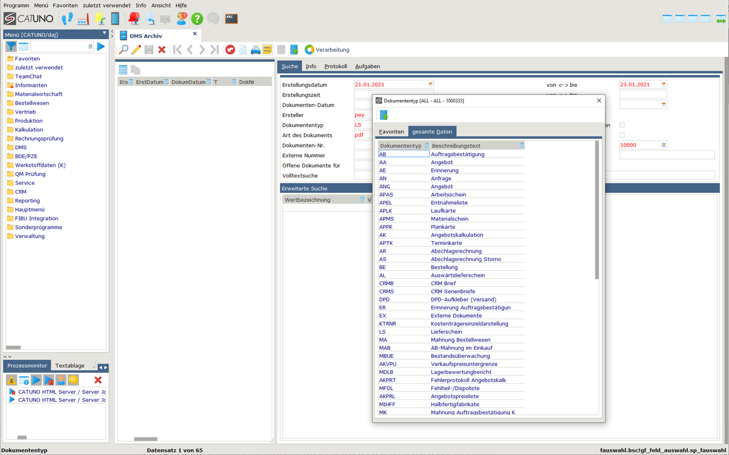 Klassifizierung der Dokumente