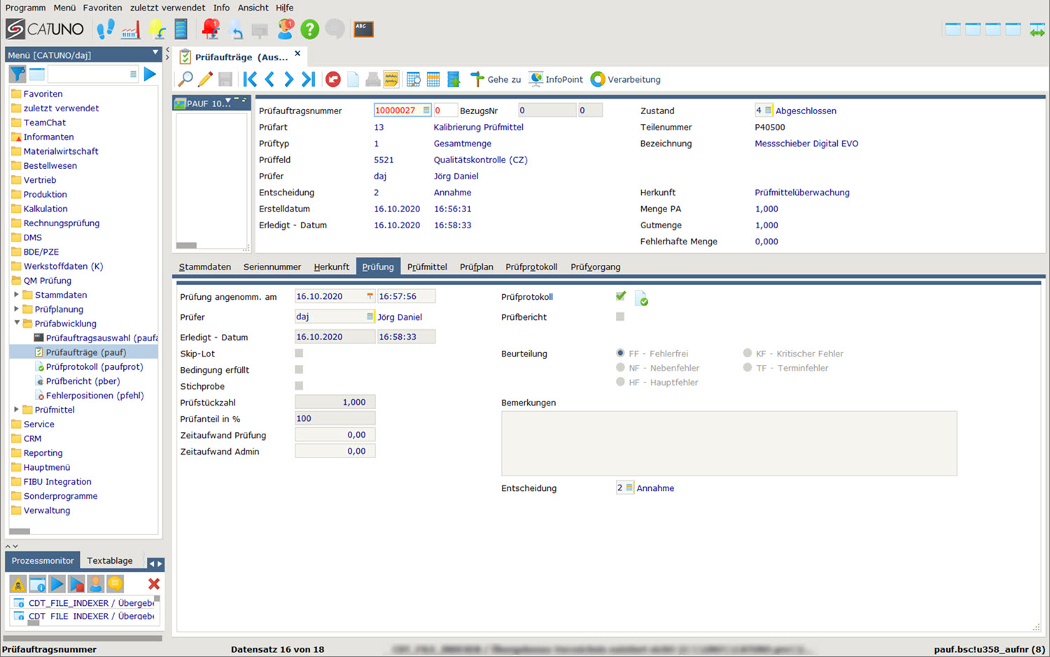 Übersicht der Prüfaufträge