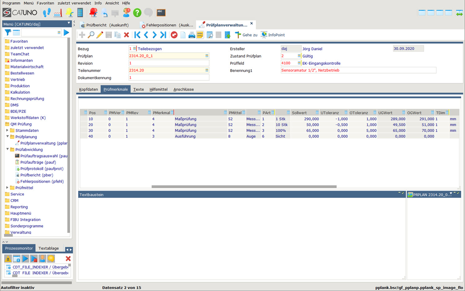 frei konfigurierbare Prüfpläne