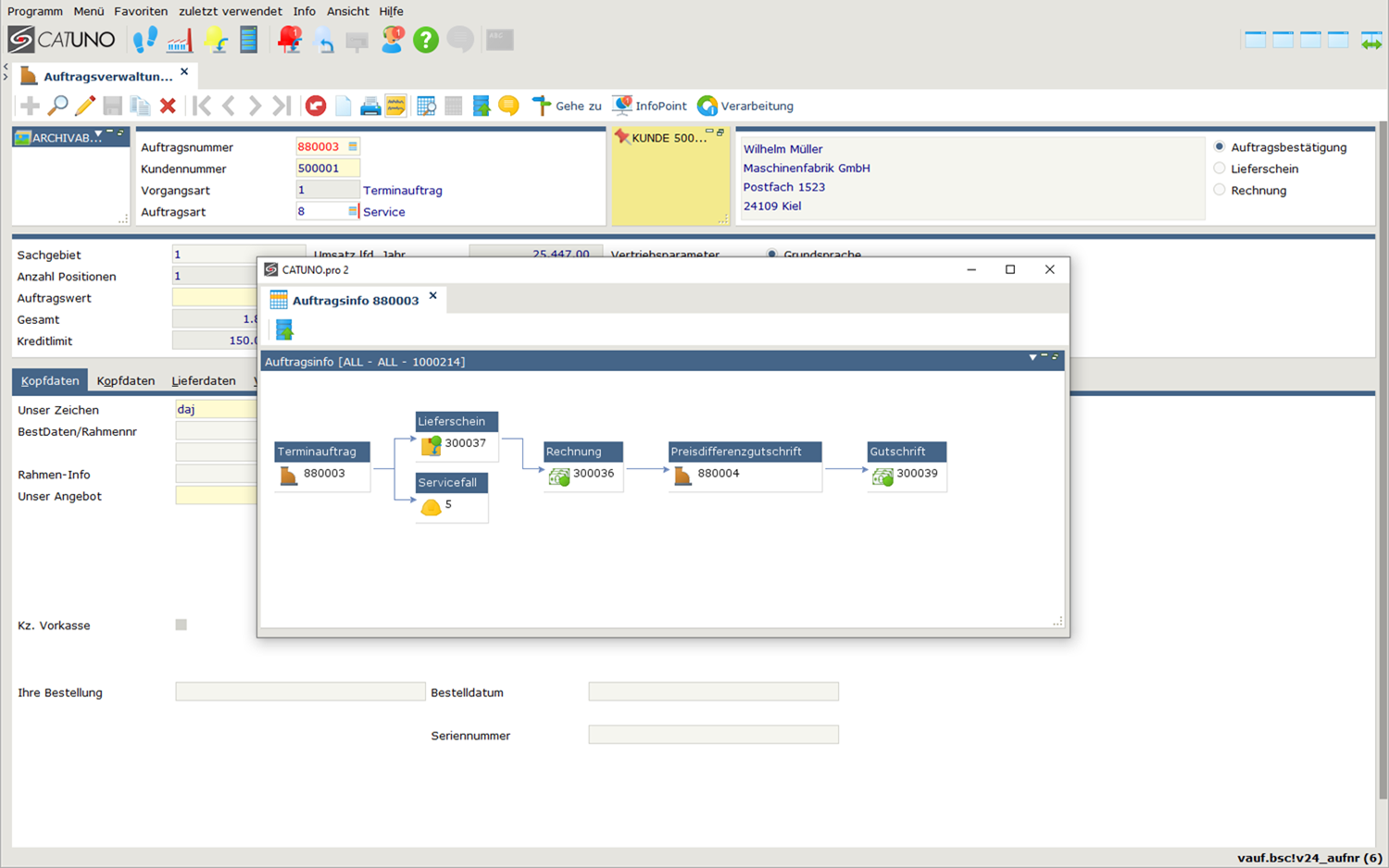 grafische Auftragsinfo